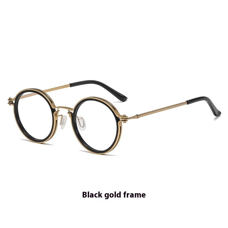 JC-250105MGL-057  Retro Fashion Men's Round Frame Anti-Blue Ray Plain Glasses