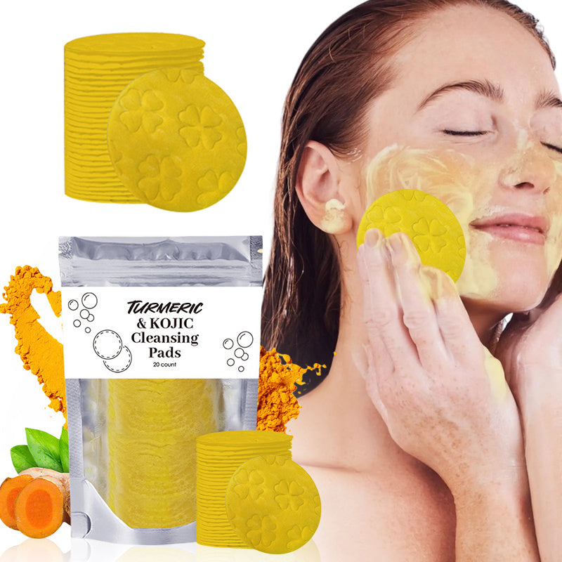 JCM-248CLN-24  Turmeric Exfoliating Cleansing Pads Compressed Facial Sponges Skin Care Tools For Face Clogged Pores Excess Oil Cleansing