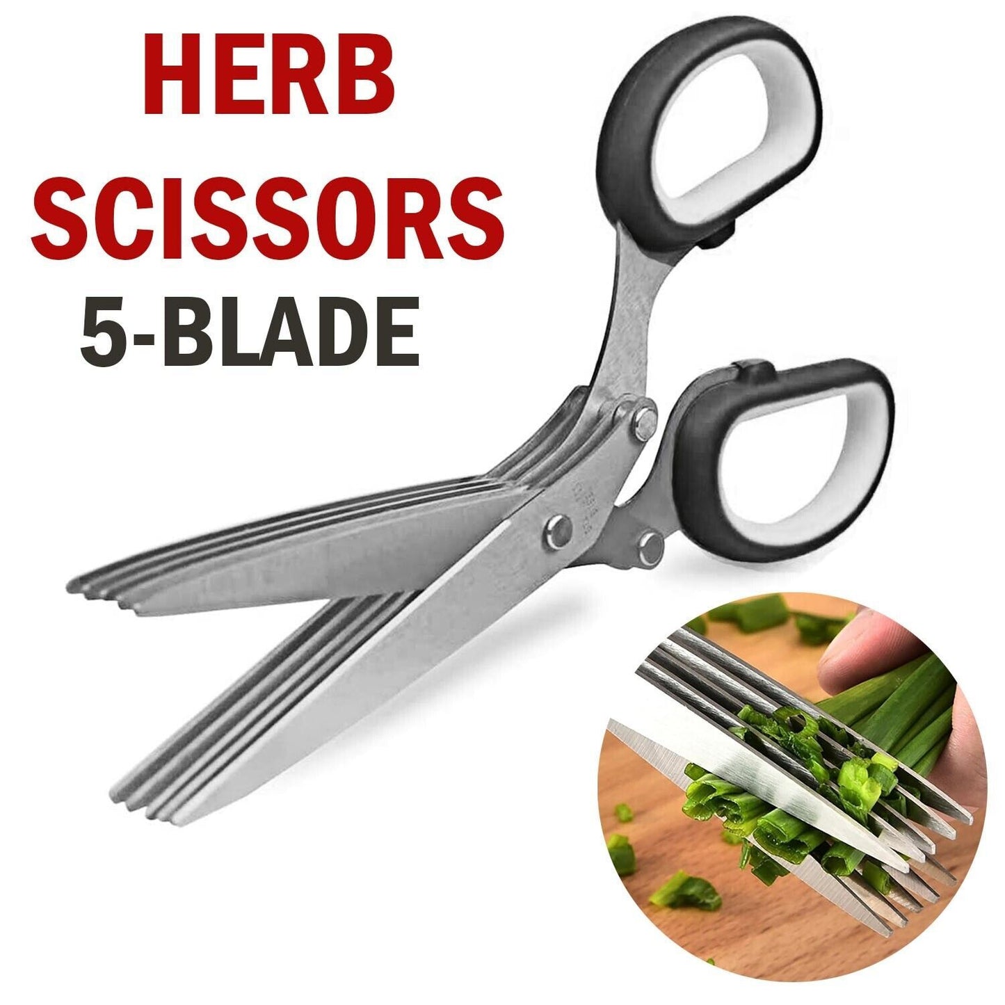 JC-241226KCT-011  Herb Scissors Set With 5 Blades And Cover - Multipurpose Kitchen Shear