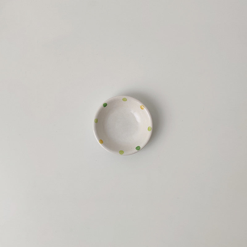 JC-250101DNW-033  Dot Ceramic Plate Set Small Breakfast Plate Dessert Plate Flavor Plate Oval Plate