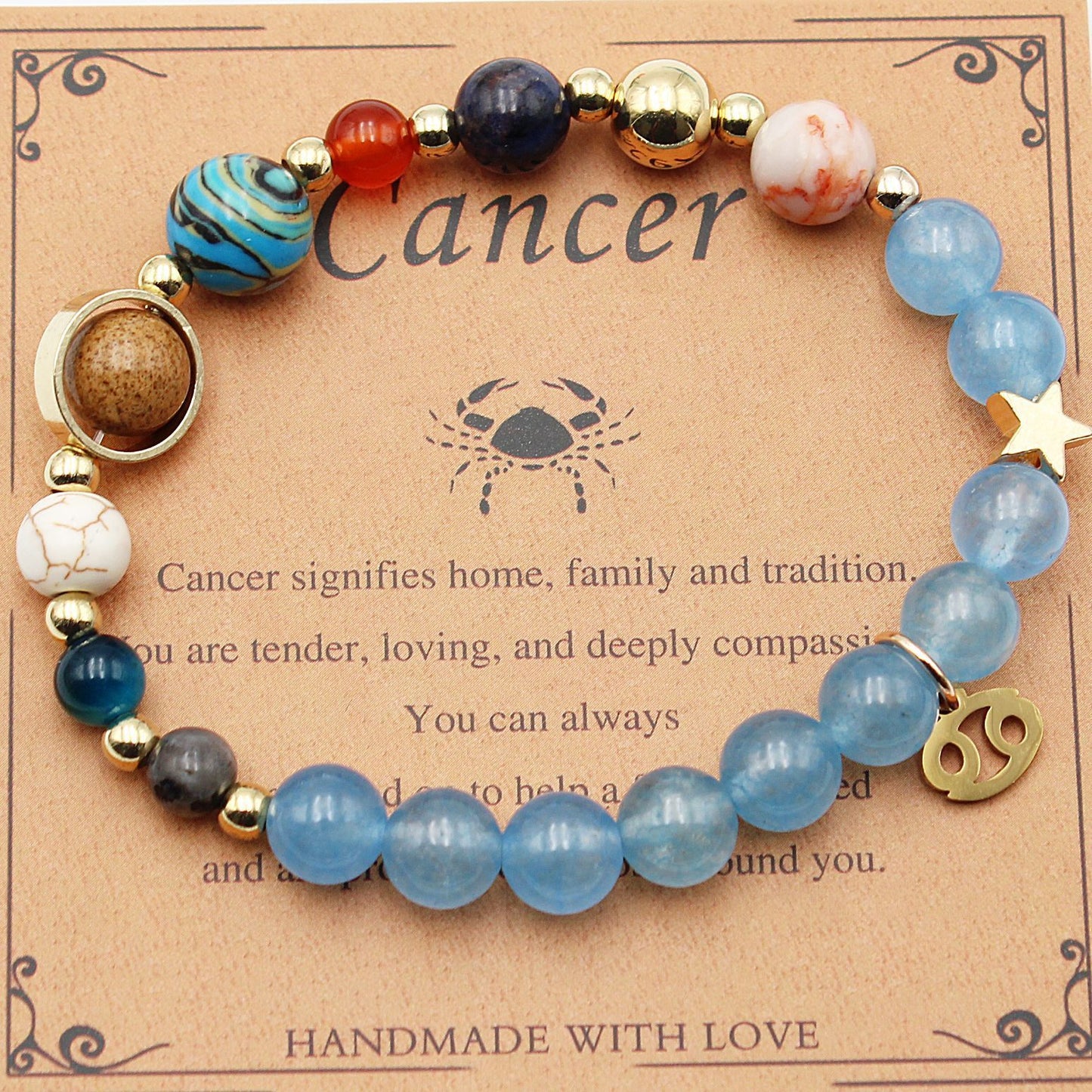 JC-241230BBJ-066  Twelve Constellations Bracelets Natural Stone Beaded Eight Planets