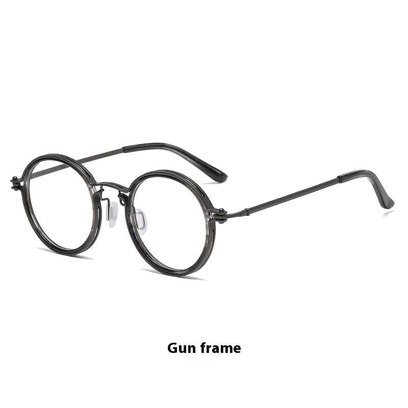 JC-250105MGL-057  Retro Fashion Men's Round Frame Anti-Blue Ray Plain Glasses