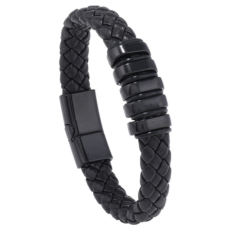 JC-241230BBJ-035  Multi-layer Leather Woven Bracelet Wrist Ring