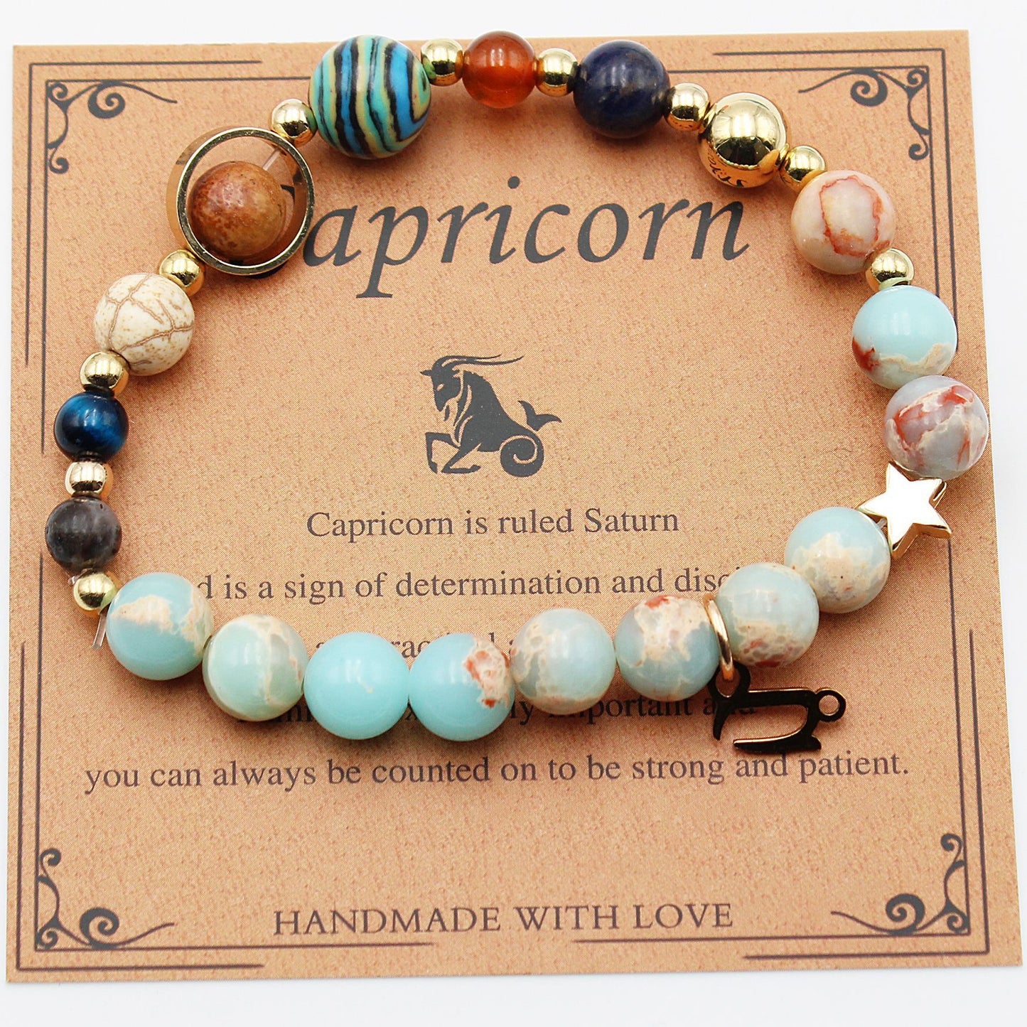 JC-241230BBJ-066  Twelve Constellations Bracelets Natural Stone Beaded Eight Planets