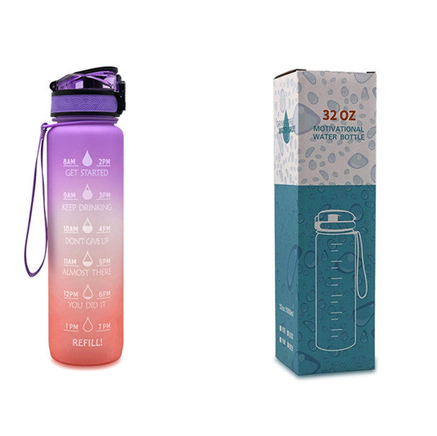 JC-250103DWR-027  1L Tritan Water Bottle With Time Marker Bounce Cover Motivational Water Bottle Cycling Leakproof Cup For Sports Fitness Bottles