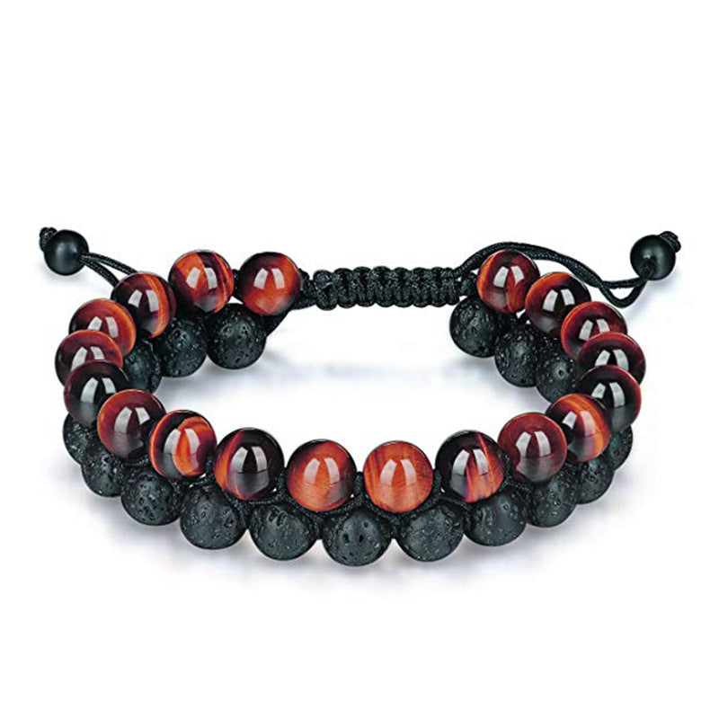 JC-241230BBJ-028  Tiger Eye Couple Bracelets Matte Black Agate Beads Bracelet