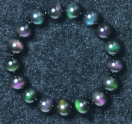 JC-241230BBJ-006  Rainbow Purple Green Eye Obsidian Bracelet