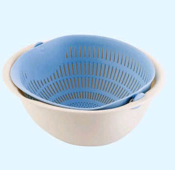 JC-241226KCT-013  Portable detachable double-layer hollow fruit and vegetable cleaning drain basket Washed rice noodles