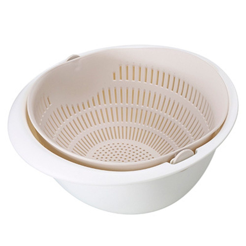 JC-241226KCT-013  Portable detachable double-layer hollow fruit and vegetable cleaning drain basket Washed rice noodles