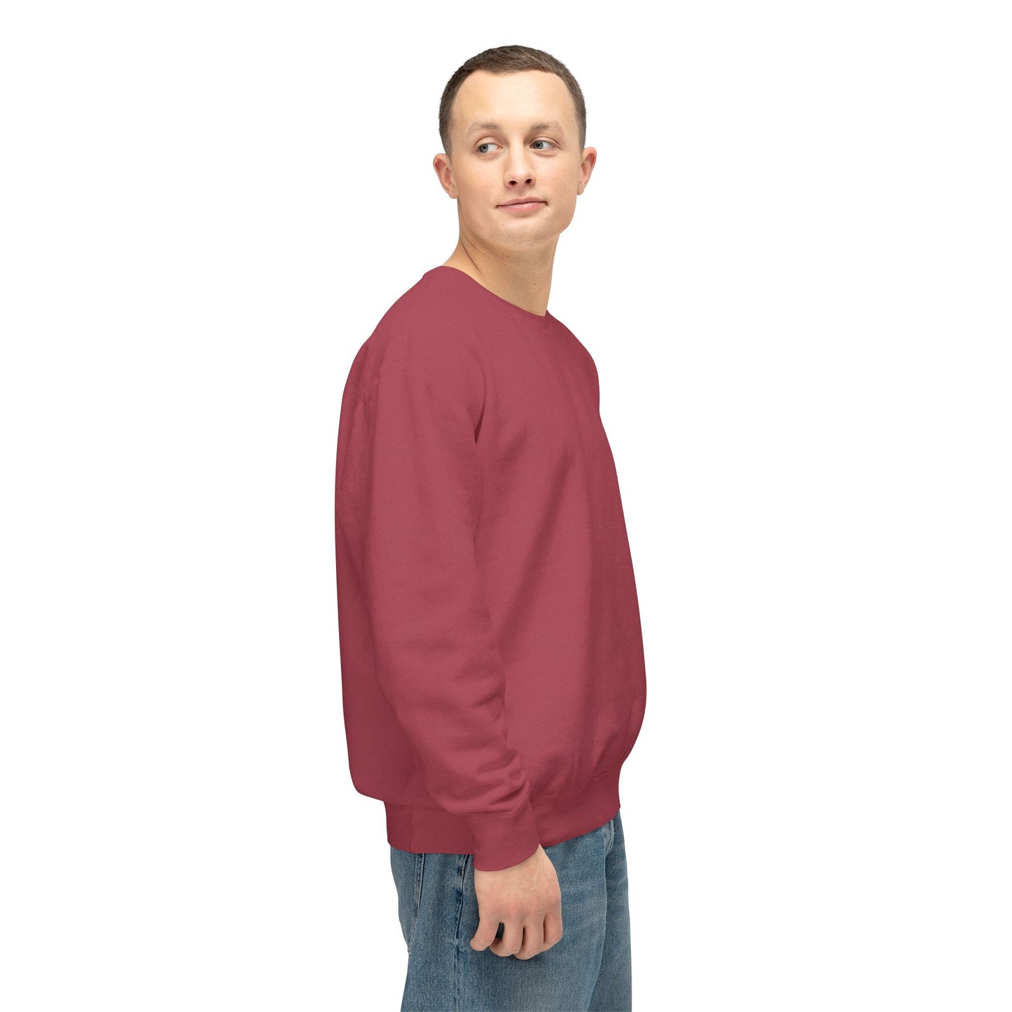 SW-109MRN-24  Unisex Lightweight Crewneck Crimson Color Sweatshirt