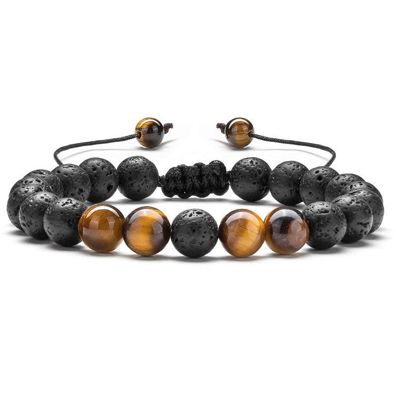 JC-241230BBJ-028  Tiger Eye Couple Bracelets Matte Black Agate Beads Bracelet