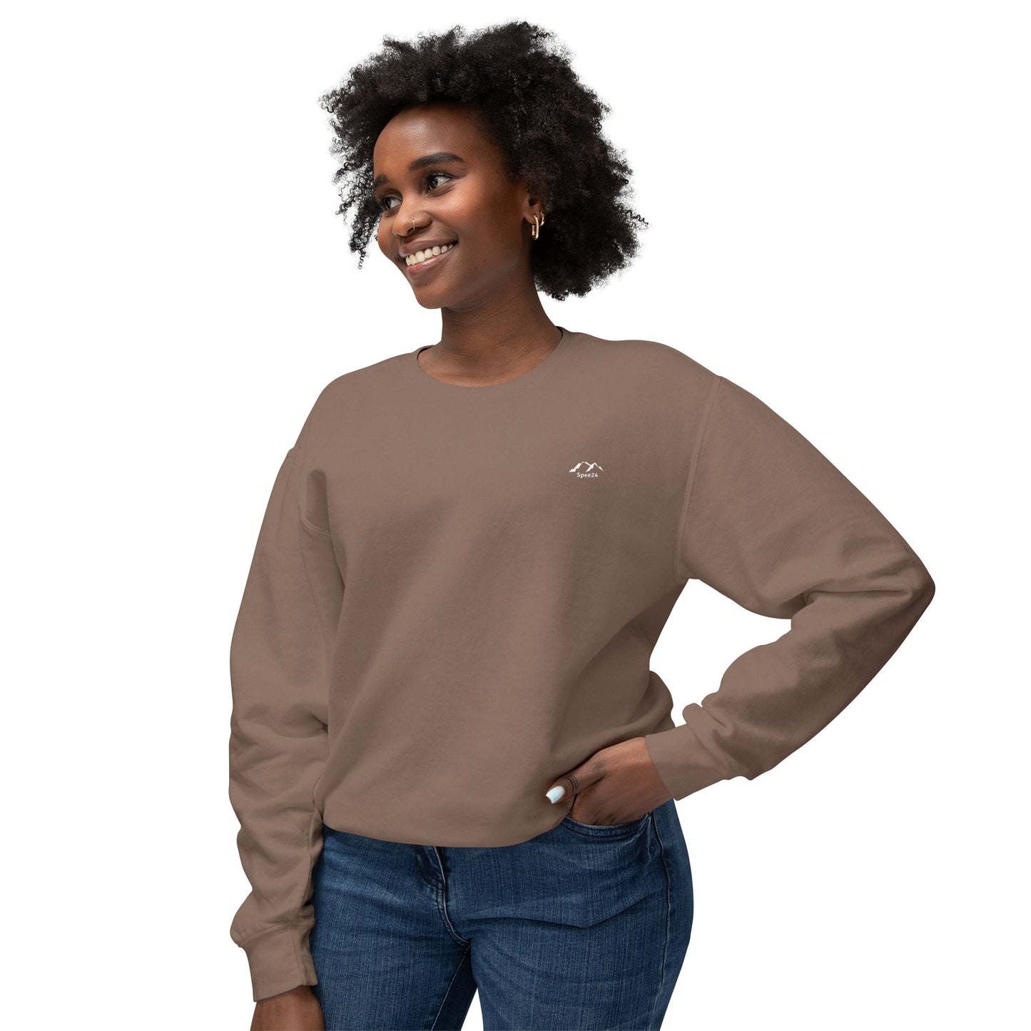 SW-105BRN-24  Unisex Lightweight Crewneck Espresso Color Sweatshirt