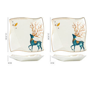 JC-250101DNW-022  Dinner Plates Ceramic Steak Plate Web Porcelain