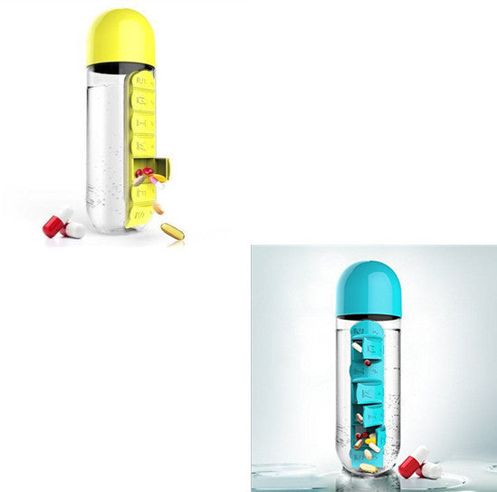 JC-250103DWR-034  Direct Selling Two-In-One Water Cup Pill Box 7-Day Pill Box 7 Grids Outdoor Easy To Carry Water Bottle One Week With Pill Box Cup