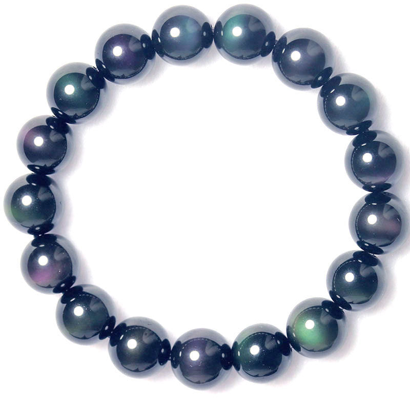 JC-241230BBJ-006  Rainbow Purple Green Eye Obsidian Bracelet