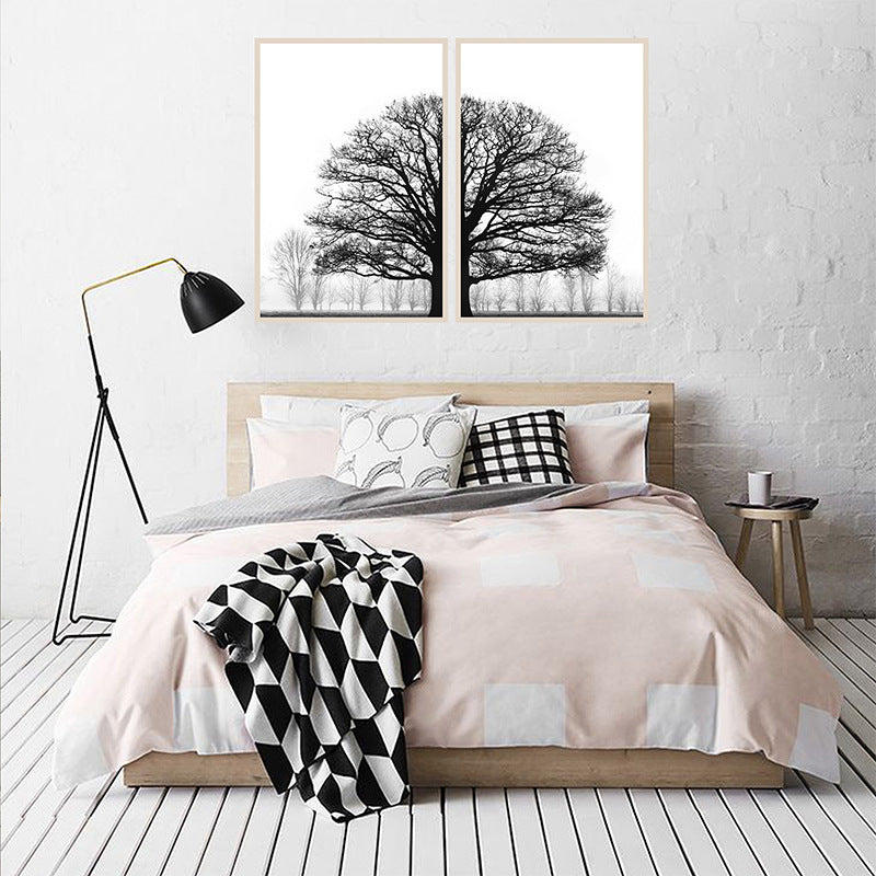 JC-250104PNT-005  Black And White Winter Trees Modern Sofa Background Wall Decorative Painting