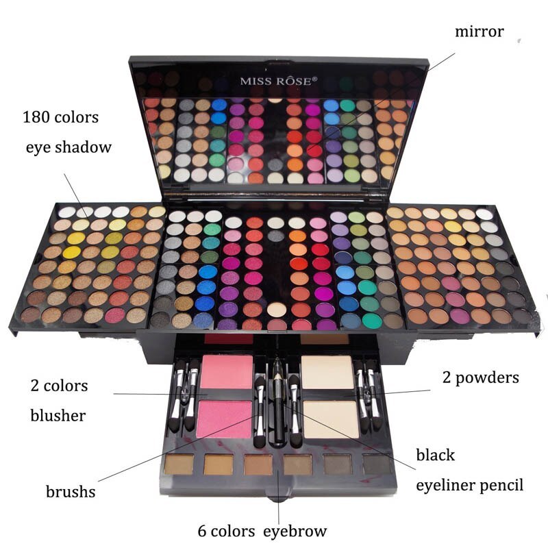 JC-241231MUP-001  180 Colors Eyes Shadow Blush Set Personalized Piano-shaped Makeup Palette Box