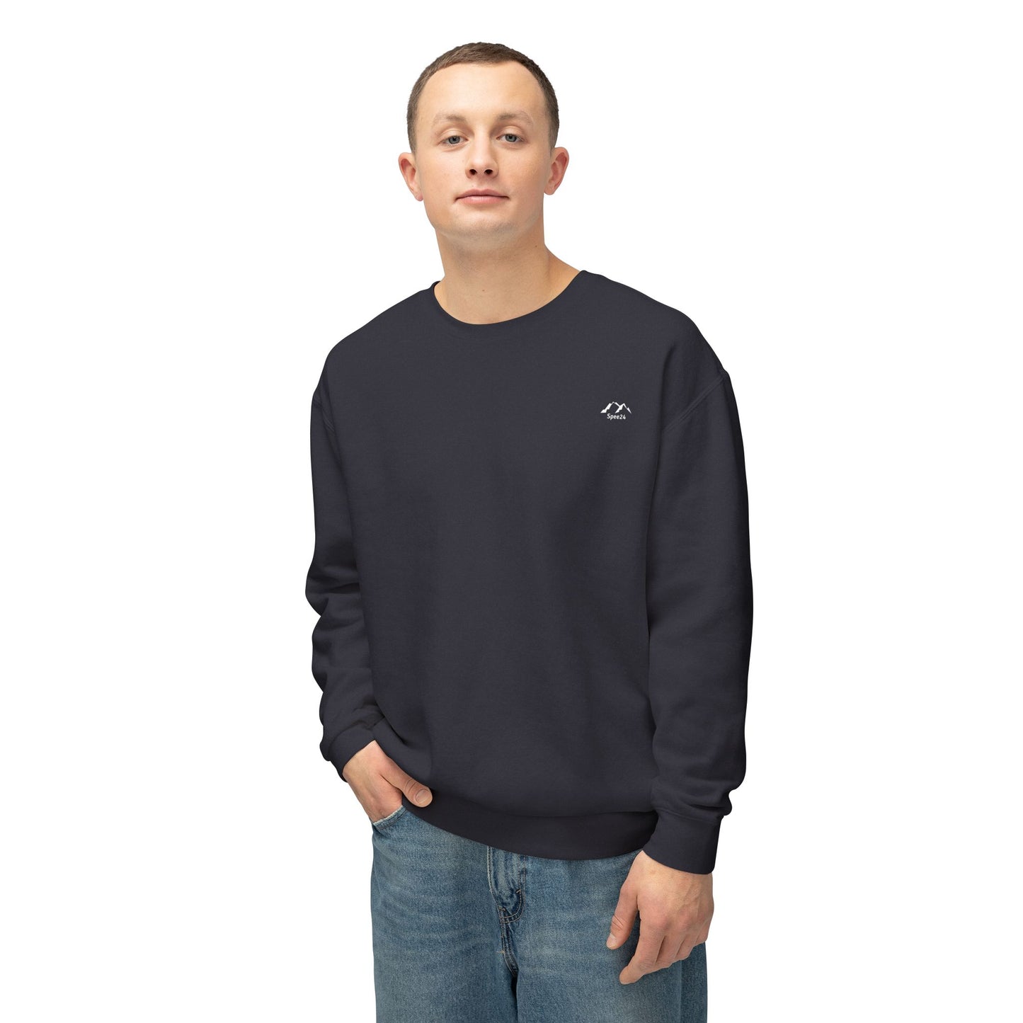 SW-104BLK-24  Unisex Lightweight Crewneck Black Color Sweatshirt