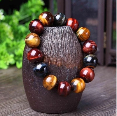 JC-241230BBJ-008  Tiger Eye Bracelet Natural Crystal Stone Buddha Bead Bracelet