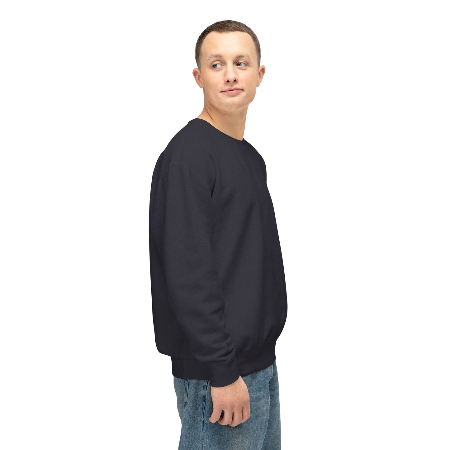 SW-104BLK-24  Unisex Lightweight Crewneck Black Color Sweatshirt