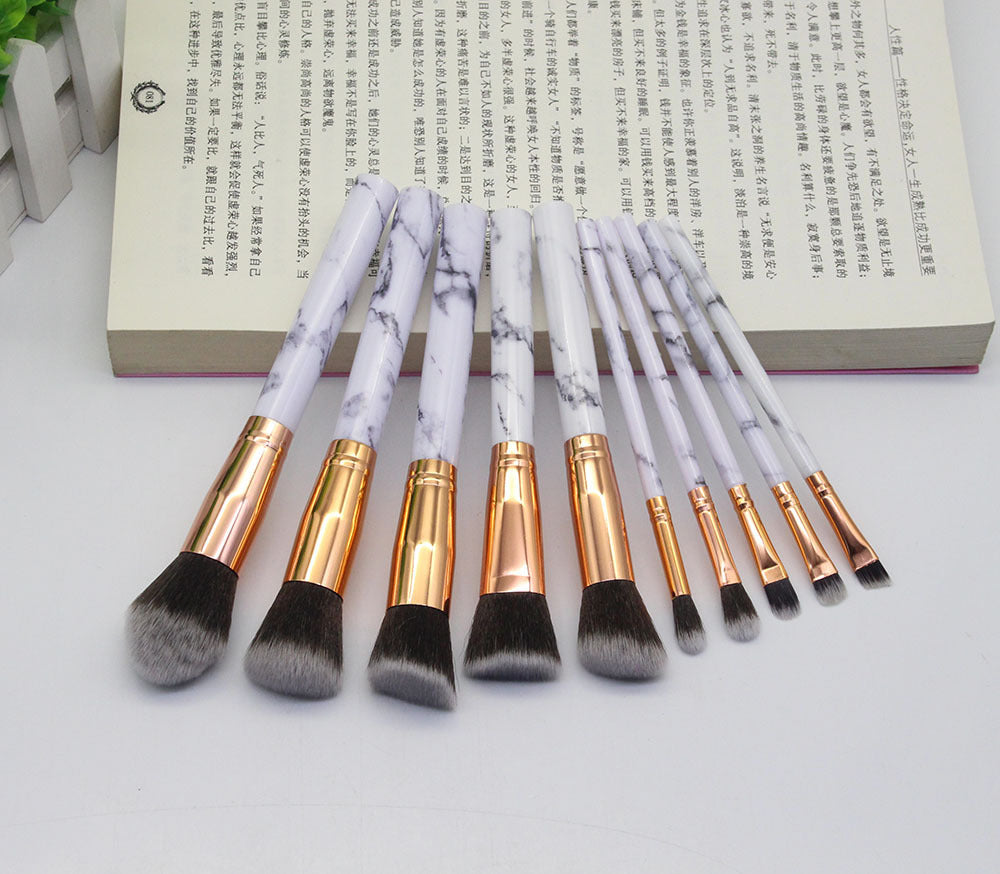 JC-241228BUT-054  15 Marbled Design Makeup Brushes Set