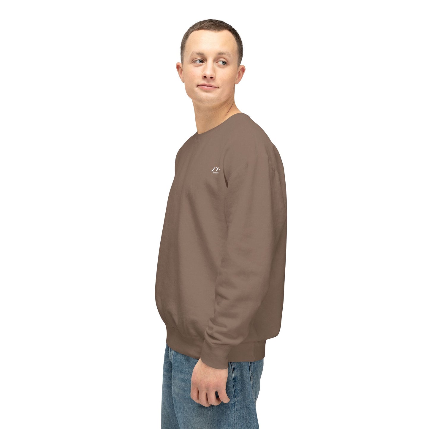 SW-105BRN-24  Unisex Lightweight Crewneck Espresso Color Sweatshirt