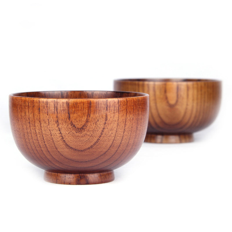 JC-250101DNW-001  Wooden Bowl Japanese Style Wood Rice Soup Bowl Salad Bowl Food Container Large Small Bowl for Kids Tableware Wooden Utensils