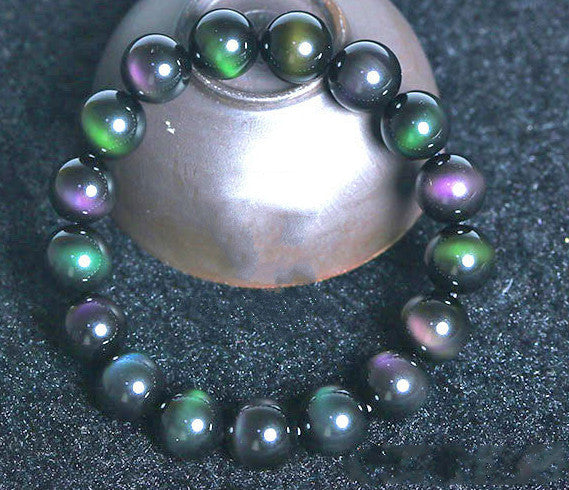 JC-241230BBJ-006  Rainbow Purple Green Eye Obsidian Bracelet