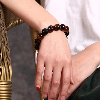 JC-241230BBJ-008  Tiger Eye Bracelet Natural Crystal Stone Buddha Bead Bracelet