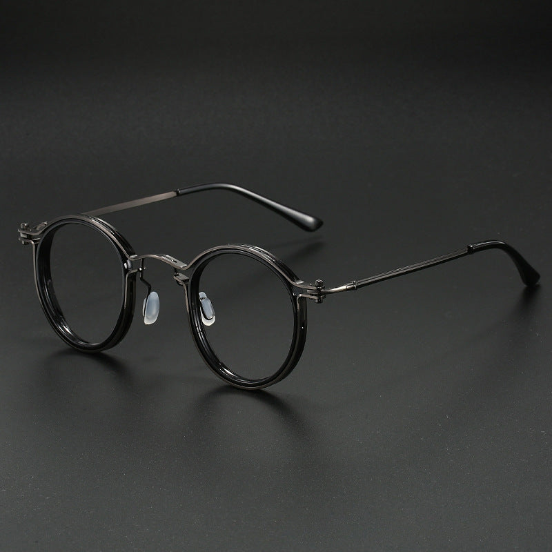 JC-250105MGL-044  Vintage Round Frame Glasses Frame Anti-Blue Ray Plain Glasses