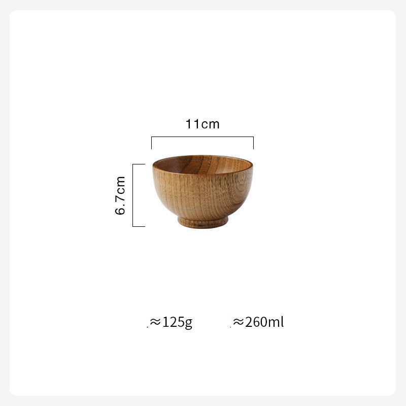 JC-250101DNW-001  Wooden Bowl Japanese Style Wood Rice Soup Bowl Salad Bowl Food Container Large Small Bowl for Kids Tableware Wooden Utensils