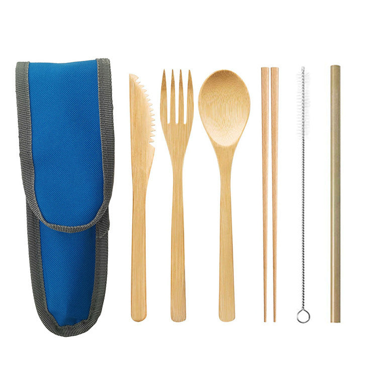 JC-250101DNW-006  Portable Travel Bamboo Cutlery Cutlery Stainless Steel Straw Chopsticks Cutlery Set