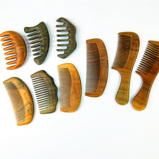 JC-241228BUT-099  Sandalwood Comb Wooden Hair Comb Green Sandalwood Meridian Wooden Comb