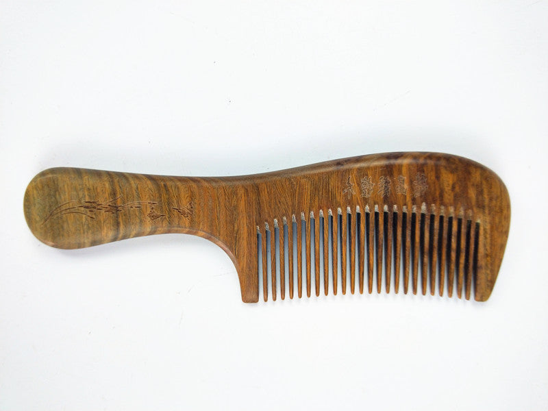 JC-241228BUT-099  Sandalwood Comb Wooden Hair Comb Green Sandalwood Meridian Wooden Comb