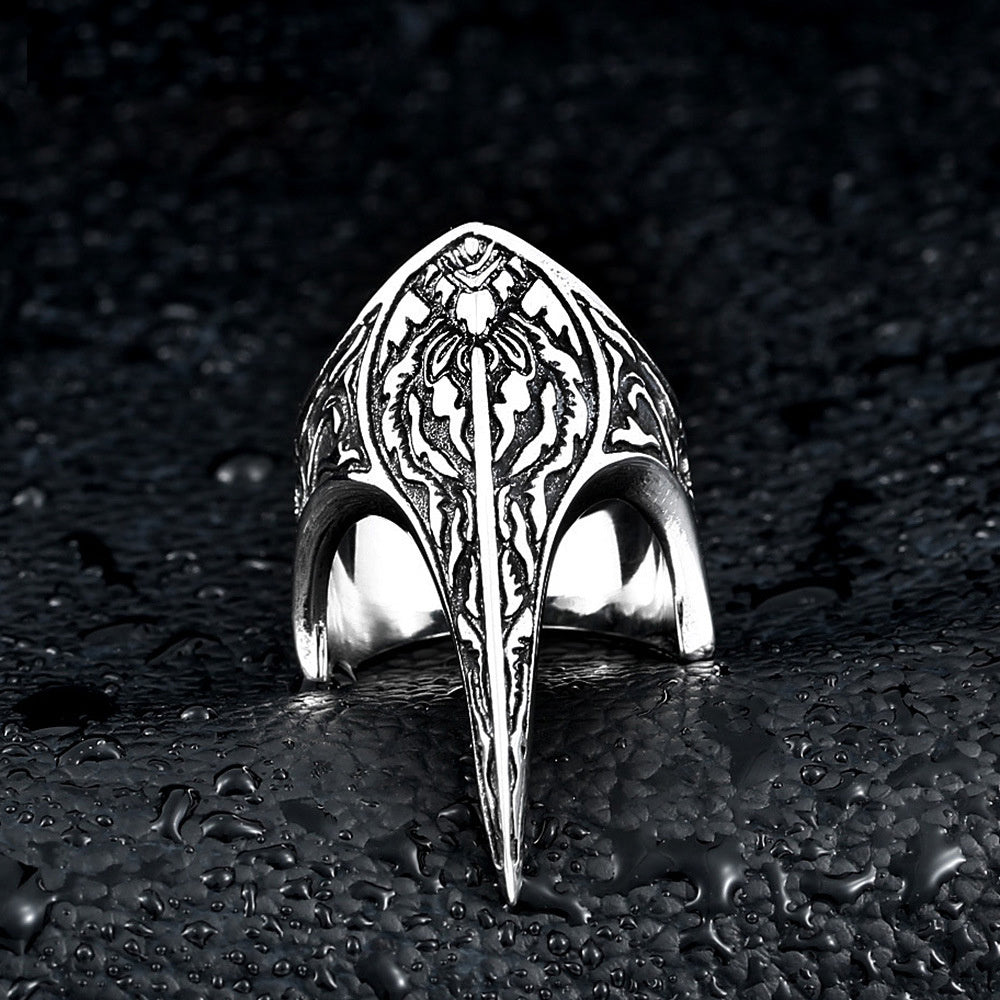 JCR-055RNG-24  Nordic Amulet Jewelry Titanium Steel Carved Ring Raven Ring