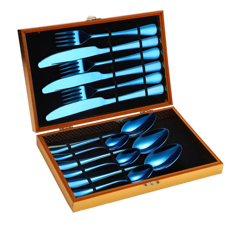 JC-250101DNW-021  Stainless Steel Steak Cutlery Set Western Cutlery Cutlery Set Gift Box Wooden Box Cutlery