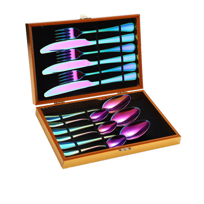 JC-250101DNW-021  Stainless Steel Steak Cutlery Set Western Cutlery Cutlery Set Gift Box Wooden Box Cutlery