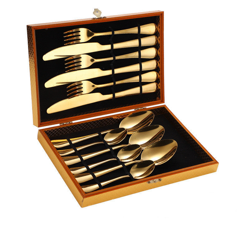 JC-250101DNW-021  Stainless Steel Steak Cutlery Set Western Cutlery Cutlery Set Gift Box Wooden Box Cutlery