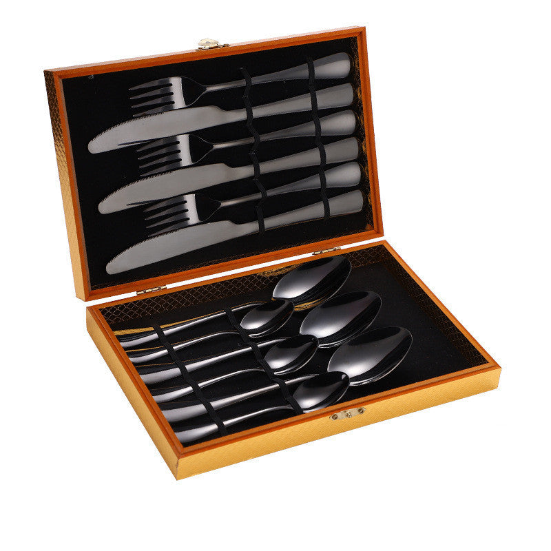 JC-250101DNW-021  Stainless Steel Steak Cutlery Set Western Cutlery Cutlery Set Gift Box Wooden Box Cutlery