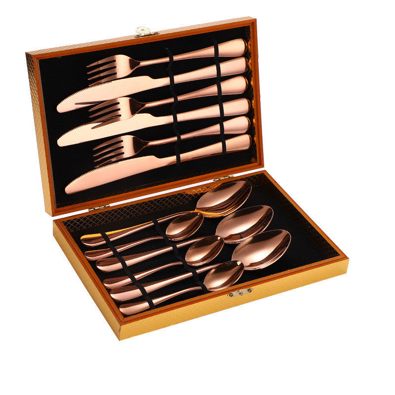 JC-250101DNW-021  Stainless Steel Steak Cutlery Set Western Cutlery Cutlery Set Gift Box Wooden Box Cutlery