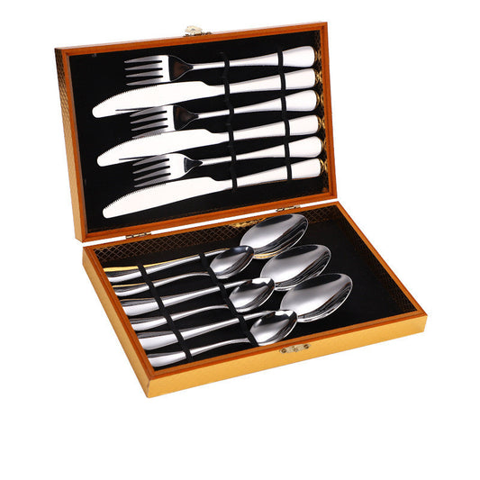 JC-250101DNW-021  Stainless Steel Steak Cutlery Set Western Cutlery Cutlery Set Gift Box Wooden Box Cutlery