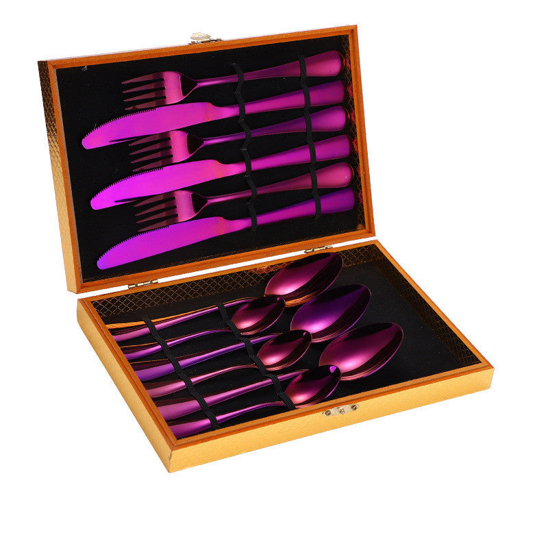 JC-250101DNW-021  Stainless Steel Steak Cutlery Set Western Cutlery Cutlery Set Gift Box Wooden Box Cutlery