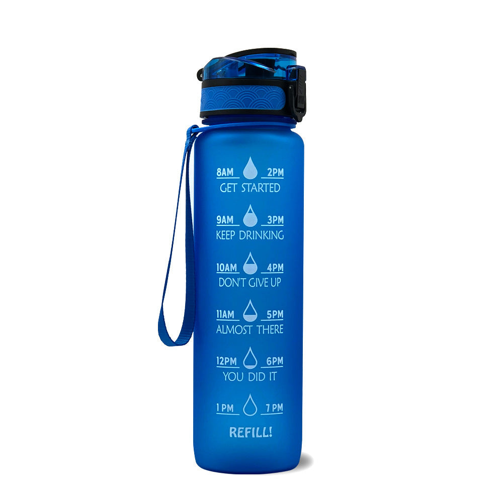 JC-250103DWR-027  1L Tritan Water Bottle With Time Marker Bounce Cover Motivational Water Bottle Cycling Leakproof Cup For Sports Fitness Bottles