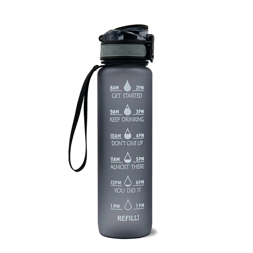 JC-250103DWR-027  1L Tritan Water Bottle With Time Marker Bounce Cover Motivational Water Bottle Cycling Leakproof Cup For Sports Fitness Bottles