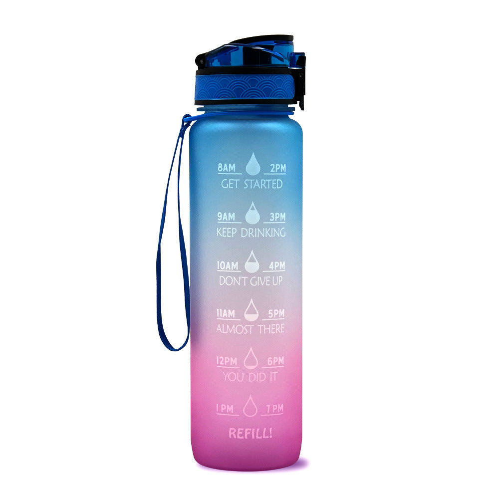 JC-250103DWR-027  1L Tritan Water Bottle With Time Marker Bounce Cover Motivational Water Bottle Cycling Leakproof Cup For Sports Fitness Bottles