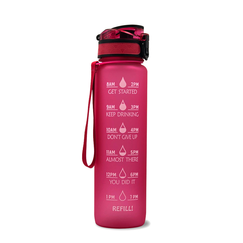 JC-250103DWR-027  1L Tritan Water Bottle With Time Marker Bounce Cover Motivational Water Bottle Cycling Leakproof Cup For Sports Fitness Bottles