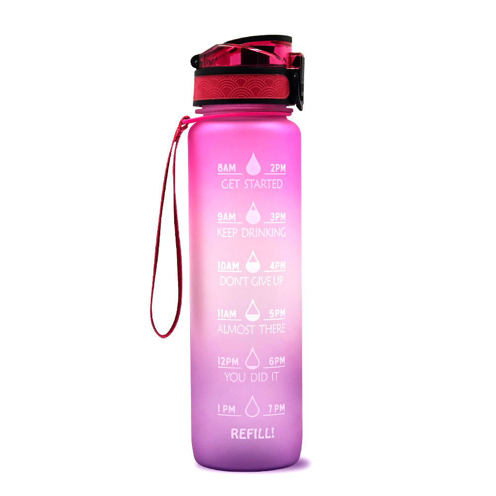 JC-250103DWR-027  1L Tritan Water Bottle With Time Marker Bounce Cover Motivational Water Bottle Cycling Leakproof Cup For Sports Fitness Bottles