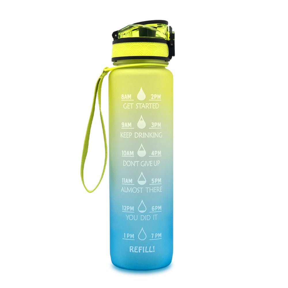 JC-250103DWR-027  1L Tritan Water Bottle With Time Marker Bounce Cover Motivational Water Bottle Cycling Leakproof Cup For Sports Fitness Bottles