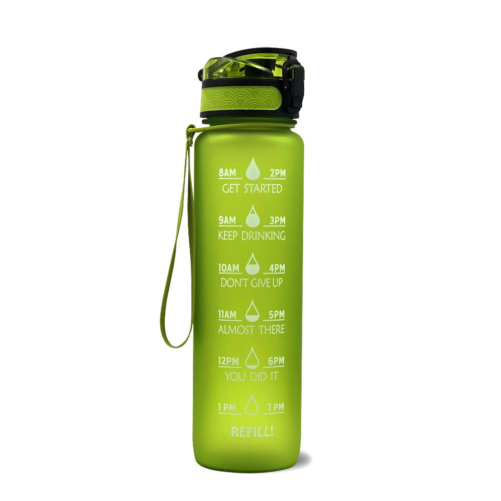 JC-250103DWR-027  1L Tritan Water Bottle With Time Marker Bounce Cover Motivational Water Bottle Cycling Leakproof Cup For Sports Fitness Bottles