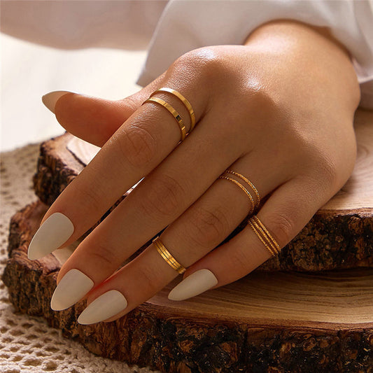 JCR-051RNG-24  Bohemian Acrylic Silver Ring 10-piece Knuckle Ring Set